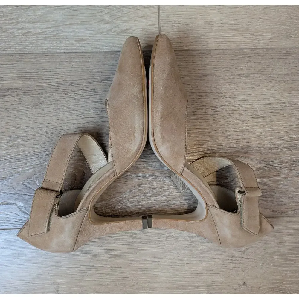 Paul Green Suede Heels 6.5 Beige Leather Ankle Strap 3